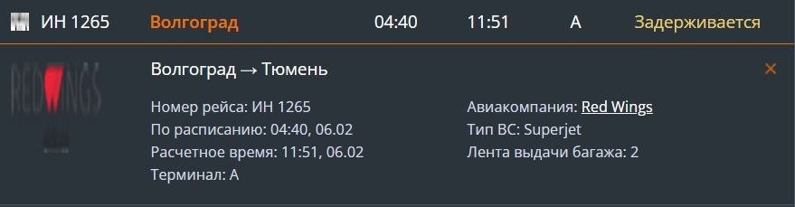 Из-за непогоды задерживается прилет нескольких авиарейсов в Тюмень